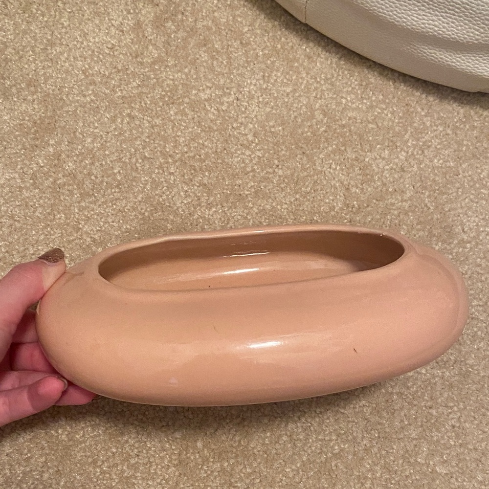 Vintage Oval Peach Ceramic Vase